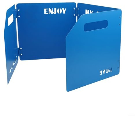 Pumixiy Pare-vent pliable en acier inoxydable pour réchaud à gaz, compatible avec la plupart des brûleurs de camping (bleu)