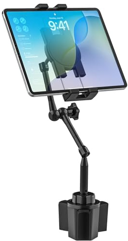 Oilcan Tablethållare i bilmugghållare [360° justerbar lång metallarm] Ipad Truck-hållare med robust aluminiumarm för surfplattor 4–13 tum, iPad, Galaxy Tab, Fire, iPhone