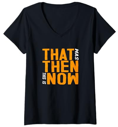 Mujer Naranja Color Esto es Ahora Naranja Gráfico Camiseta Cuello V