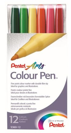 Pentel Arts Color Pen, 12-Color Set (S360-12)