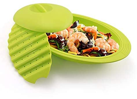 FranquiHogar - Estuche de Vapor de Silicona para Microondas y Horno 28 cm - Cocina Saludable en su Jugo - Apto Lavavajillas y Libre de BPA, Verde, Silicona