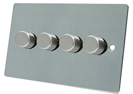AET FSC4GDIM40 400 W 10 A 4-Gang 2-Way Satin Chrome Flat Light Dimmer Switch