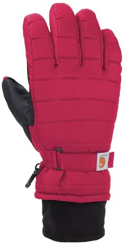 Carhartt Women's Waterproof Insulated Quilted Knit Cuff Glove, Crabapple, Medium US