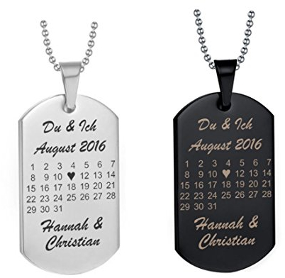 Lieblingsmensch Dog Tag Anhänger schwarz Modell: Herztag Kalender