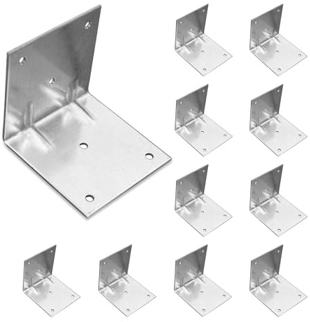 OMIDEAS 10 x Staffe Angolari (70 x 70 x 70) Squadretta giunzione, Piastra Staffa angolare a 90 gradi, Connettore di fissaggio per mobili in legno, zincato argento