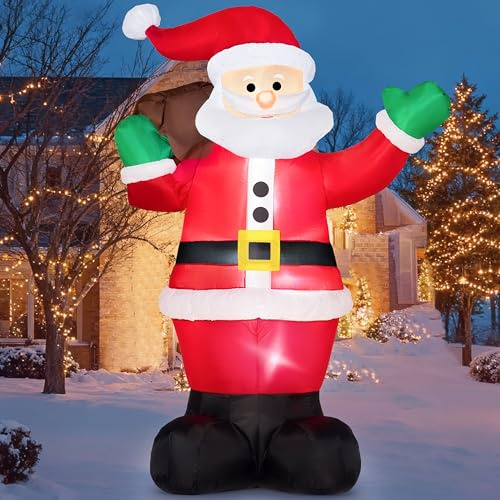 Joiedomi 1.8M/ 6FT Weihnachten aufblasbare Santa mit Geschenk-Sack, Blow Up Xmas aufblasbare Dekorationen mit Build in LEDs für Weihnachtsdekoration, Yard Outdoor Garden Lawn Winter Dekorationen