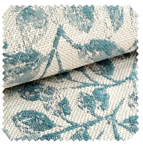 novely® exquisit Florenz - Polsterstoff im Leinen-Look mit Blumenmuster - Schwer entzündbarer Möbelstoff - Pflegeleichte Meterware 1lfm | Farbe: 04 Blau Petrol Beige