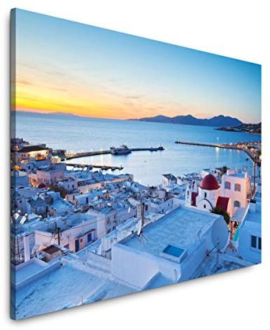 Paul Sinus Art Griechenland Skyline 60 x 90 cm Inspirierende Fotokunst in Museums-Qualität für Ihr Zuhause als Wandbild auf Leinwand in