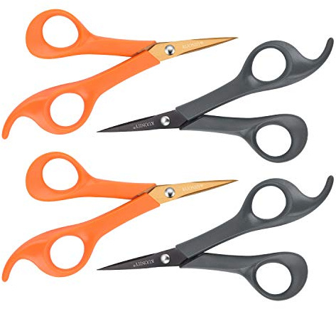 KUONIIY Micro Tip Scissors 6, Titanium Coated Detail Craft Scissors 4 P | Precision Pointed Blades for Scrapbooking, Paper Crafting, Decoupage & DIY Left Right Handed Stainless Steel