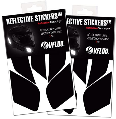 VFLUO RPHA70™,(2er Set) Kit 4 reflektierende Aufkleber HJC RPHA70™, kompatibel mit Allen Motorradhelmen, 3M Technology™, Schwarz