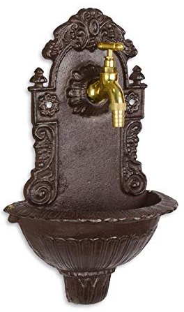 Moritz Fontaine murale décorative en fonte avec robinet - Marron - 39 x 24 cm