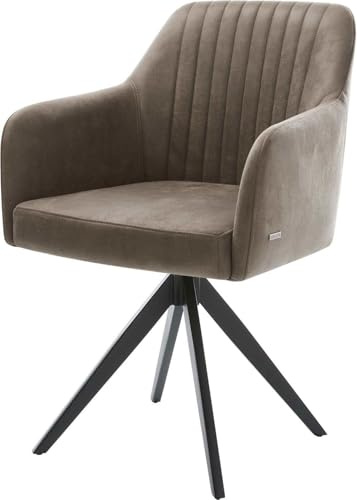 Polsterstuhl Greg-Flex Kreuzgestell kantig Schwarz Mikrofaser Taupe Vintage | Taschenfederkern