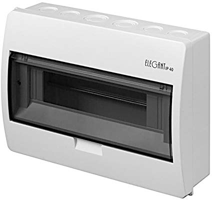 Elektro-Plast Scatola dei fusibili, coperchio trasparente, IP40, scatola di distribuzione, da incasso, AP, 12 moduli, 1 fila