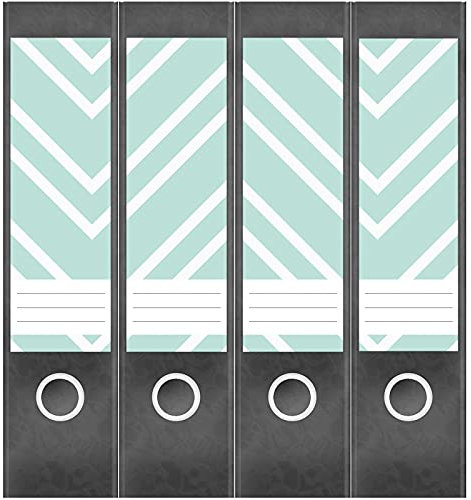 Etiketten für Ordner | Zacken Muster Hellblau | 4 breite Aufkleber für Ordnerrücken | Selbstklebende Design Ordneretiketten Rückenschilder