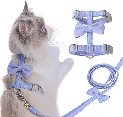 Ddzmz Katzengeschirr und Leine, ausbruchsicher, weiches Netz, atmungsaktiv, verstellbar, für Katzen, Blau, Größe L, für Haustiere, Katzen, Kätzchen, Welpen, Kaninchen, Frettchen, 1 Stück