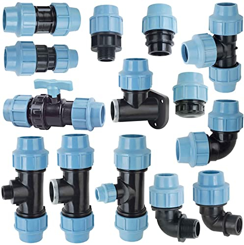 MegaHaustechnik PP Fitting Klemmverbinder mit 3/4 Zoll Innengewinde für 25mm PE Rohr Außendurchmesser Trinkwasser PN16 Kupplung Verschraubung blau