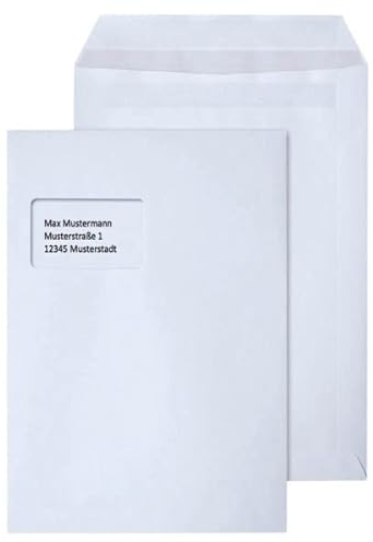 50 x C4 Versandtaschen von Beyond Dreams - Umschläge weiß mit Fenster - A4 Briefumschlag - selbstklebend - 100 g/m² - 229x324mm (C4)