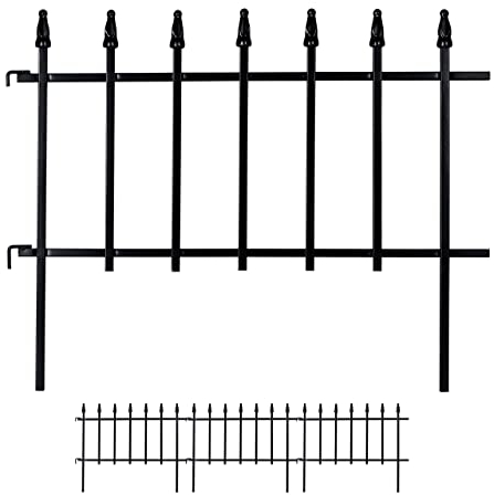 Relaxdays Recinzione da Giardino, in Ferro, 4 Elementi, Espandibile, Decorativo, Design Gotico, HxL: 45,5x226 cm, Nero