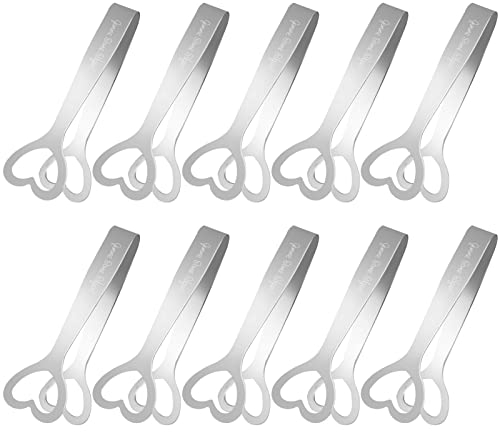 10 pinze per dolci mini pinze da portata in acciaio inossidabile per zucchero a forma di cuore, pinze per cubetti di ghiaccio in argento, piccole pinze per limone, per alimenti, bar, feste di nozze