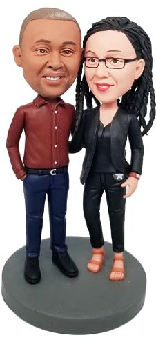 mydedor Benutzerdefinierte Wackelkopf-Figur, maßgeschneiderte Puppe für Paare, überlegene Polymer-Ton, handgefertigt, personalisierte Skulptur, Geschenk für Valentinstag, Hochzeit, Vorschlag