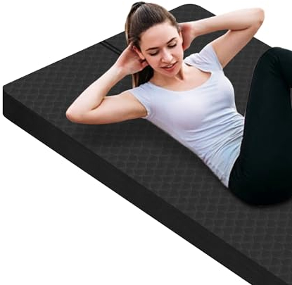 nuveti Große Trainingsmatte – 15 mm/20 mm/30 mm dicke Yogamatte, Trainingsmatte für Fitness, Yoga, Pilates, Stretching und Bodenübungen für Damen und Herren, mit kostenloser Tragetasche