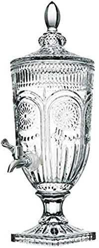 Decantador de vino, dispensador de bebidas de cristal de 3 litros con botella de vidrio y grifo de vino de vidrio, jarra de agua fría transparente tanque de jugo