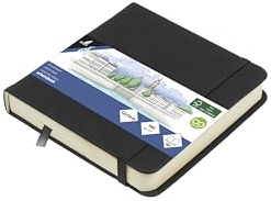 Kangaro Art Carnet de croquis 12 x 12 cm Noir PU Couverture rigide 80 feuilles 140 g Papier crème