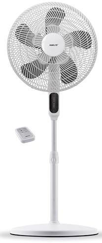 Fanelite - Ventilateur sur pied S1663-RPG - Diamètre 40 cm - Double hélice, meilleur débit d’air - 3 vitesses - Télécommande - Minuterie - Grille et hélice plastiques - Oscillant ou fixe - Silencieux