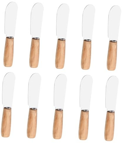 Cabilock Sahnespatel Stainless Steel inoxlm gartenmesser Käse besserer Butterstreicher Teig Silikonspatel Backspatel Backschaber Frühstück Buttermesser Aufschnitt Pizza Holzgriff
