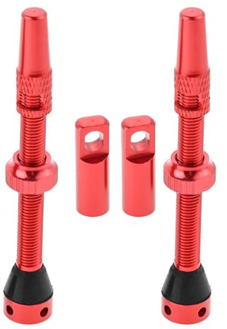DRELD Lot de 2 valves de vélo Tubeless 60 mm, 1 paire de valves Presta Tubeless Tubeless pour VTT, vélo Tubeless Presta, alliage d'aluminium Tubeless Presta, tige de valve Presta (60 mm rouge)