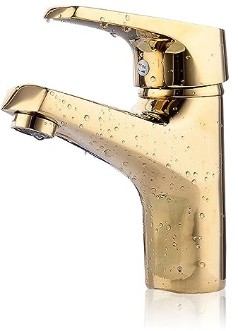 CLEADONG Robinet de salle de bain doré, monocommande doré, avec valve en céramique de 40 mm, mitigeur de salle de bain, mitigeur de lavabo pour lavabo (11 x 14 x 8,5 cm)
