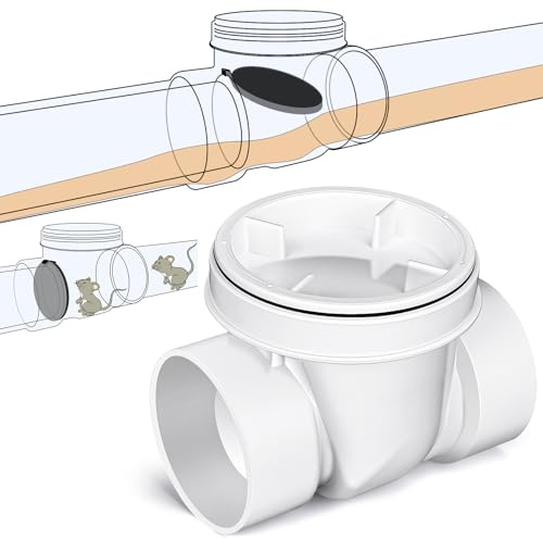Tondiamo 4 Inch Backwater Valve Drain Backflow Preventer Valve Prevent Sewage and Rainwater from Flowing Back(White PVC)