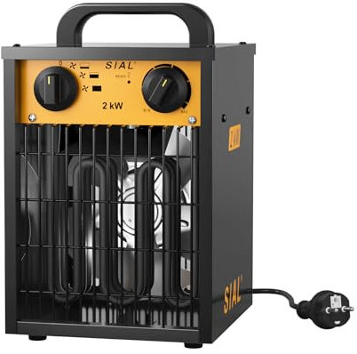 SIAL Calefactor 2000 W - Radiador Electrico - Calentador Industrial - 3 Niveles de Calor - Termostato & Protección contra Sobrecarga - Ventilador de Calefacción para Uso Interior y Exterior