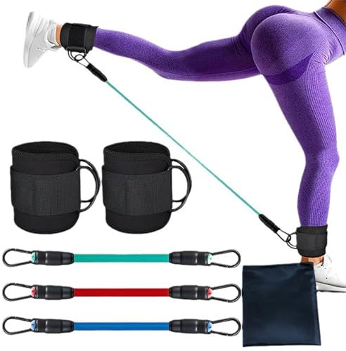 Quixotical Fasce di Resistenza alla Caviglia con Polsini, Attrezzatura per Allenamento Glutei, Attrezzatura per Esercizi per Gambe e Glutei, Ankle Straps Gym per Uomo & Donna