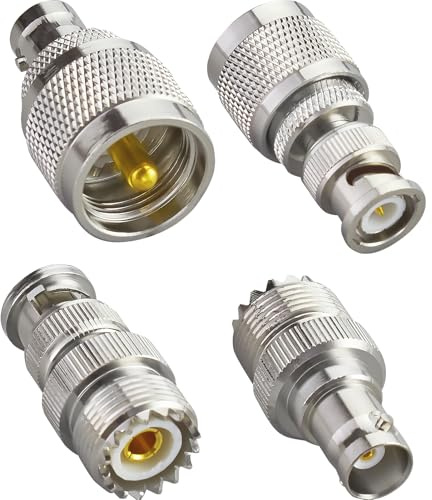 ACONRFTOL 4 Stück BNC PL259 SO239 Adapter Set UHF Koaxialadapter für CB Funk und Amateurfunk BNC auf UHF Stecker/Buchse Antennenadapter, 50 Ohm Verbinder für Funkgeräte und Antennenkabel