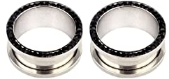 AMDXD 2er Tunnel Dehnstab Set, 20mm Edelstahl Plugs Ohrringe Schwarz Ohrringe mit Zirkonia Schwarz Piercing Schmuck