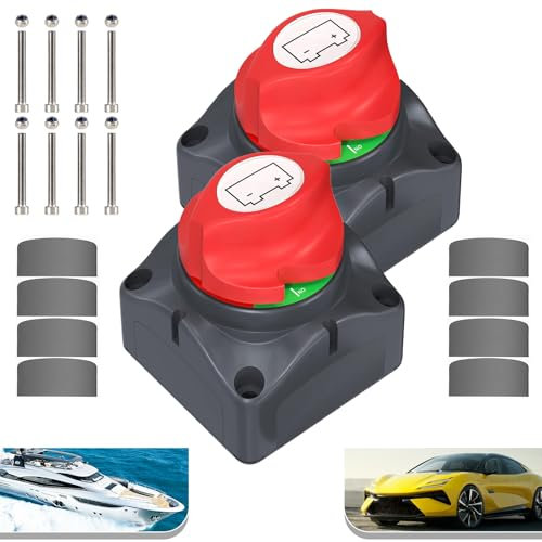 HOISGEAR 2 Stück Batterie Trennschalter 275A - 12V 24V 48V Hauptschalter Master Switch für Boot, Motorrad, Yacht, Auto, KFZ, Bus, RV, UTV-Fahrzeug