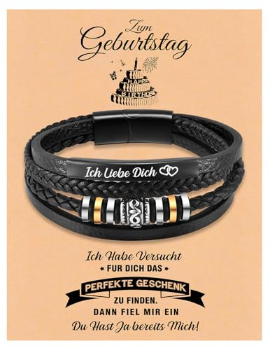 XUANPAI Papa Geschenk Armband Herren Leder - Vatertagsgeschenk für Vater von Tochter Sohn, DAD Lederarmband Männer Schmuck Hochzeitstag Geburtstagsgeschenk Vatertag Geschenk