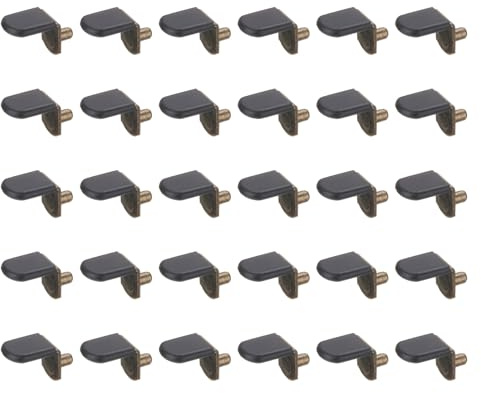 sourcing map 40pcs Shelf Support Peg 5mm/0.2 with Rubber Sleeve Steel Bracket Pegs with Pin Shelf Peg Shelf Clips for Furniture Bookcase Wardrobe Kitchen Cupboard, Bronze/Black