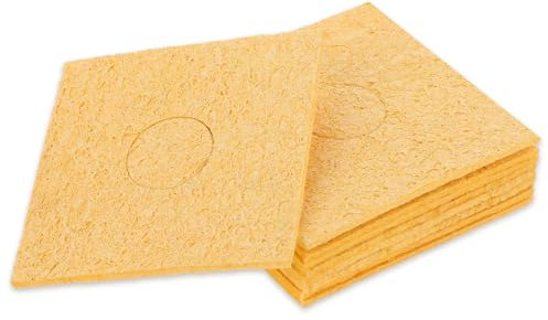 10 PCS Soldering Iron Cleaning Sponge, High Temperature Sponge Welding Tip Cleaner, Replacement Solder Welding Iron Cleaning Pads Sponge Soldering Accessories for Workbench and Workshop, 2.36×2.36in