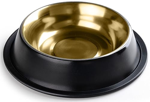 StilGut Fressnapf für Hund & Katze 2er-Set Futternapf aus Aluminium 0,2 l, Hundenapf, Katzennapf, Wassernapf - 2er-Set - Schwarz/Gold