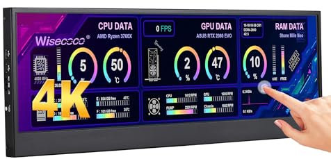 14 Zoll 4K UHD IPS 3840x1100 gestreckter Bar Touchscreen-Bildschirm-Monitor für Laptop-Computer PC Geschwindigkeit Temperatur Windows Aida64 CPU GPU HDMI Zweitbildschirm für Musik Medien Zeitleistenbe