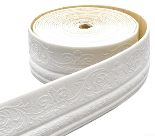 SMZhomeone Dekorative Sockelleiste, Taillenlinie, 10 m x 10 cm x 5 mm, Wandaufkleber, Kantenstreifen, wasserdicht, feuchtigkeitsbeständig, Taillenbordüre (weiß)