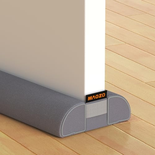 MAGZO Door Draft Stopper, 30 Inch Adjustable Under Door Gap Filler, Fits 26'' - 30'' Bottom Widths, Seals Gaps up to 1.7, Soundproof Sweep Blocks Air, Noise, Light, Dust- Grey