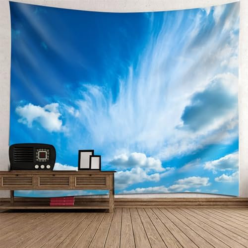 Daesar Wall Tapestry Nature, Wandteppich Wandtuch 300x256 mit Blauer Himmel und Weiße Wolken Muster Tapestry Wall Hanging Wandbehang Outdoor Wasserfest