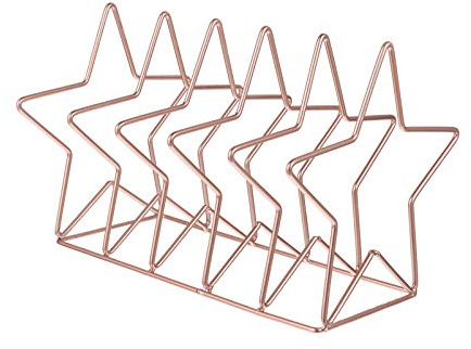 Desktop Metal Bookends Star Bookcase Iron Rose Gold Catalog Collector Magazines Magazines Stand Book Holder Desk Office School Household Study Room Organizer-Roségold