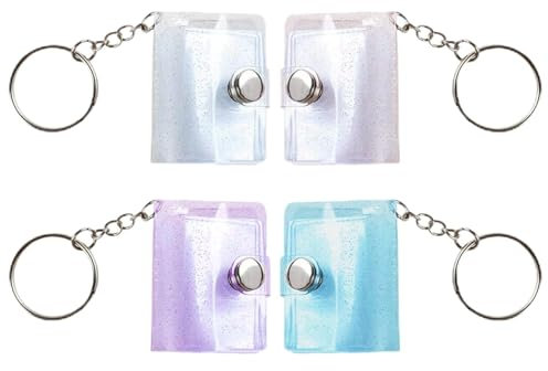 4pcs Mini Scrapbook Keychains - 2 Inch Clear Pocket Photo Album Keyrings | Compact Photocard Holders for ID, Cards & Memories (Portable & Durable Design)