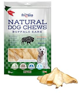 Frigera Orejas De Búfalo 250g - Snacks Naturales para Perros, Ricos En Proteínas, Sin Gluten Y Sin Cereales, Sin Aditivos