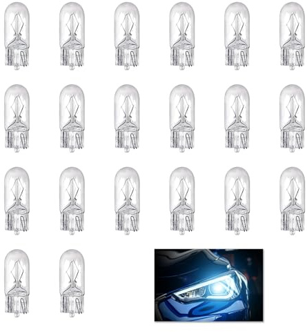 20 PCS 501 W5W T10 Car Bulbs, 12V 5W Side Car Light Bulbs, Enhanced Interior and Exterior Lighting for Car, Truck, and SUV, Car Light Bulbs Easy Installation, Fit for Dashboard, Reverse, Parking Lamps