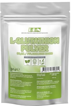 L-Glutathion Pulver reduziert - 50 g - 100% rein und aus pflanzlicher Fermentation - vegan - ohne Hilfs- und Zusatzstoffe - Deutsche Herstellung & Abfüllung